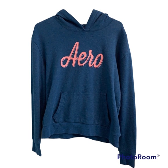 AEROPOSTALE Women’s Blue and Pink Hoodie Sweatshirt Size L Great Condition - Picture 1 of 7